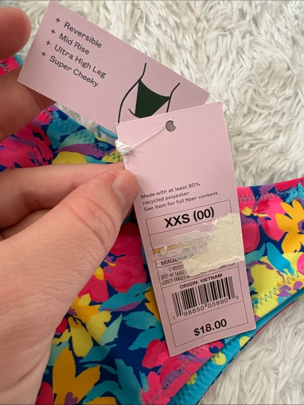 NWT Wild Fable Floral Polka Dot Reversible Ultra High Leg Swim Bottoms XXS